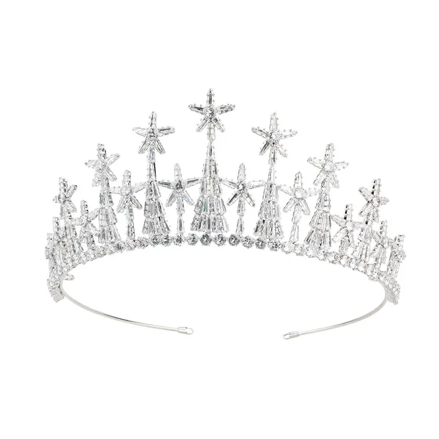 Zircon Headdress Formal Dress Accessories Bridal Crown Platinum - Shop at LoveMi