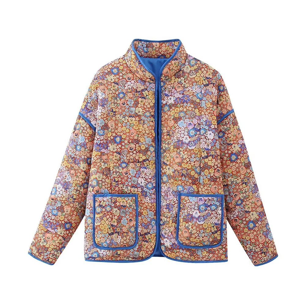 Flower Loose Quilted Thickened Warm Cotton Coat For Women 5770 Style Xs - Shop at LoveMi