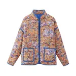 Flower Loose Quilted Thickened Warm Cotton Coat For Women - 5770 Style-Xs
