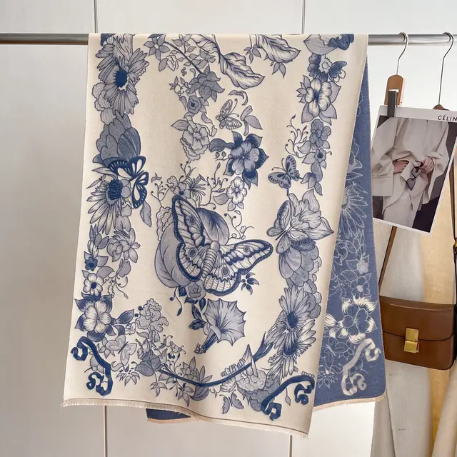 Women's Artificial Cashmere Scarf Autumn And Winter Thickening Sy38609 Blue - Shop at LoveMi