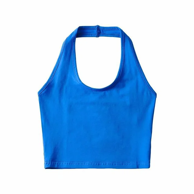 Sexy Solid Color Stretch Halterneck Vest Women Blue - Shop at LoveMi