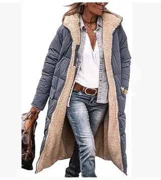 Solid Color Hooded Long Coat Winter Long Sleeve Double-sided Wear Slim Elegant Cardigan Jacket Top Women's Clothing - Dark Gray