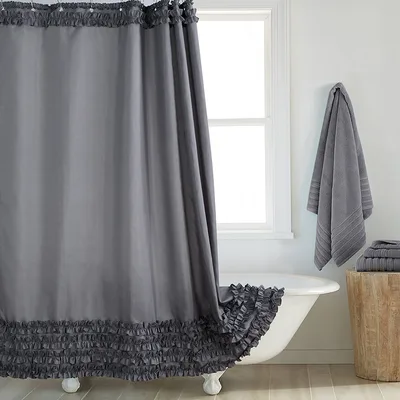 Environmentally Friendly Polyester Fabric Thickened Waterproof Shower Curtain Gray - Shop at LoveMi
