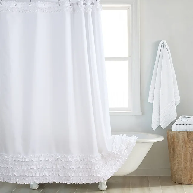 Environmentally Friendly Polyester Fabric Thickened Waterproof Shower Curtain White - Shop at LoveMi