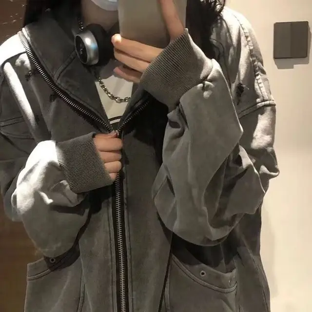 Cardigan Women's Spring And Autumn Hooded Casual Sweatshirt Trendy INS Coat Top Picture Color - Shop at LoveMi