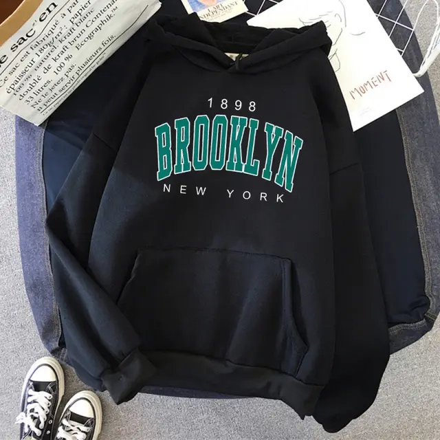 Brooklyn New York Printed Women Hoodie Black - Shop at LoveMi