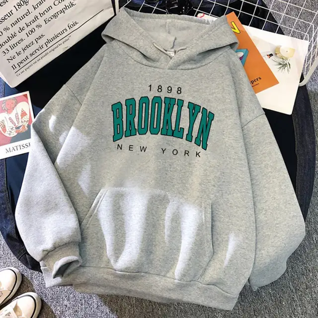 Brooklyn New York Printed Women Hoodie Gray - Shop at LoveMi