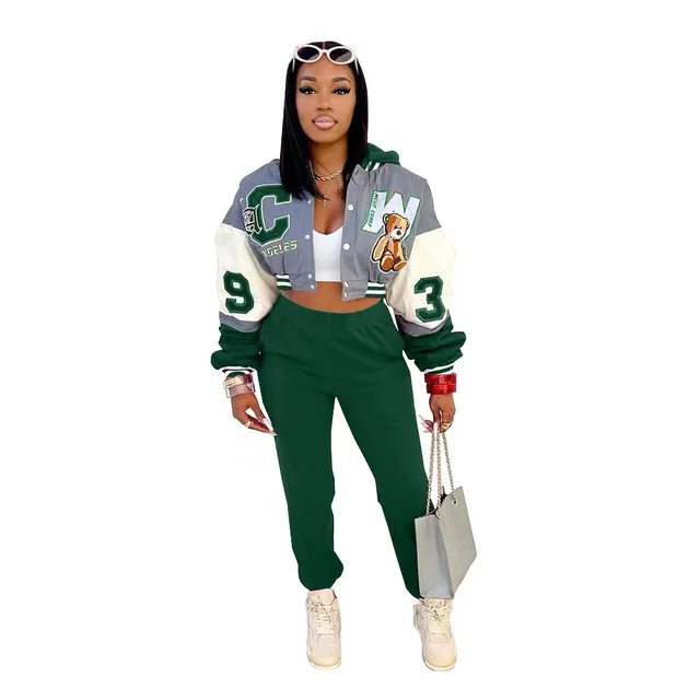 Baseball Uniform Hat Pocket Printed Two piece Suit Dark Green - Shop at LoveMi