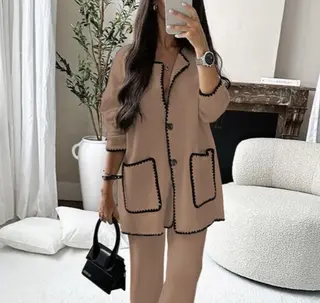Fashion Stitching Bags Set Autumn And Winter New - Camel Colored Top