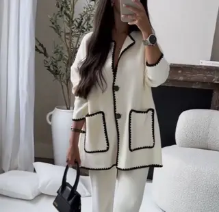 Fashion Stitching Bags Set Autumn And Winter New - White Top