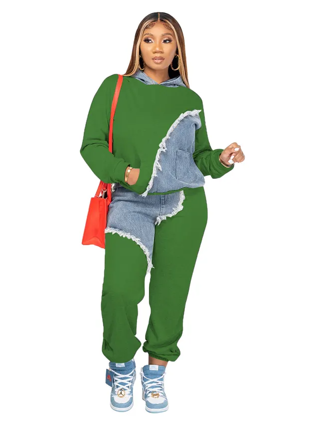 Fashion Casual Sweater Ankle tied Long Twinset Suit Green - Shop at LoveMi