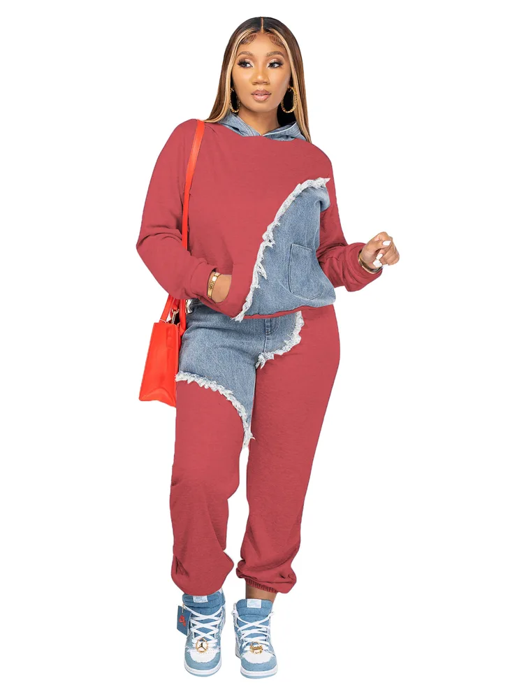 Fashion Casual Sweater Ankle tied Long Twinset Suit Red - Shop at LoveMi