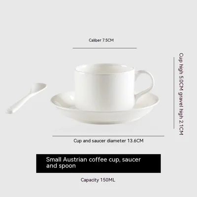 Coffee Set Ceramic Pure White European Afternoon Tea Austrian Cup And Saucer - Shop at LoveMi