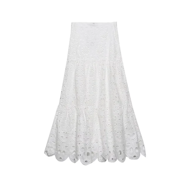Temperament Leisure Summer New Foreign Trade Embroidery Openwork Blouse Skirt Two piece Suit Fashion Leisure Suit Skirt - Shop at LoveMi