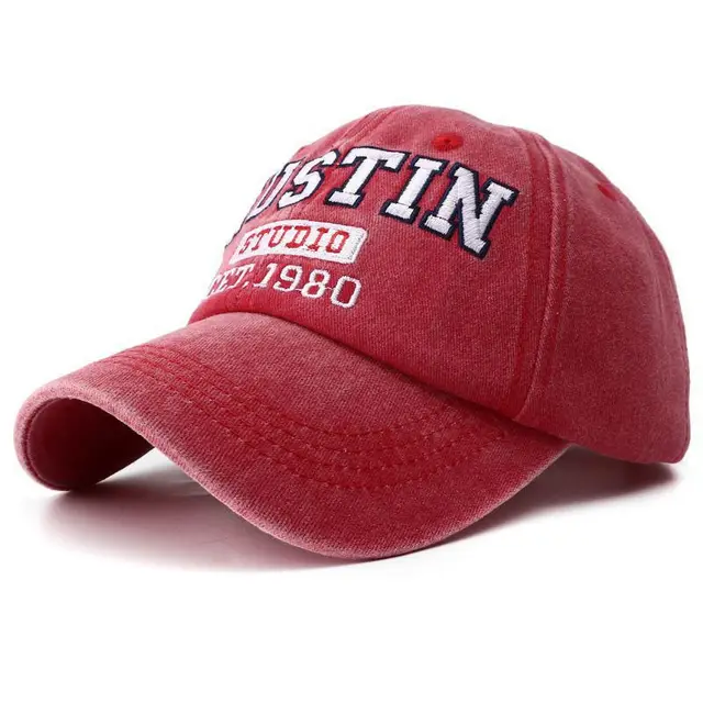 Men's And Women's Fashion Wash Denim Baseball Hat Red - Shop at LoveMi