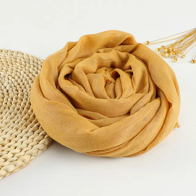 Women's Fashion Pure Color Artistic Cotton And Linen Scarf 27 Turmeric - Shop at LoveMi