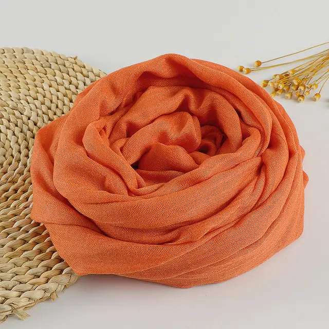Women's Fashion Pure Color Artistic Cotton And Linen Scarf 34 Orange - Shop at LoveMi