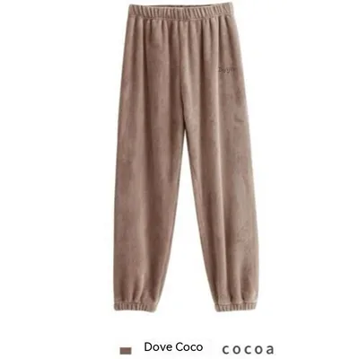 Thermal Coral Fleece Leisure Baggy Pajama Pants Brown - Shop at LoveMi