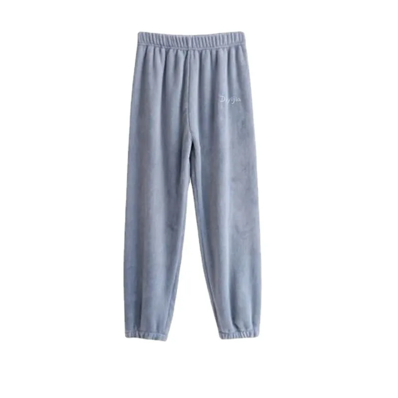 Thermal Coral Fleece Leisure Baggy Pyjama Pants - Light Blue