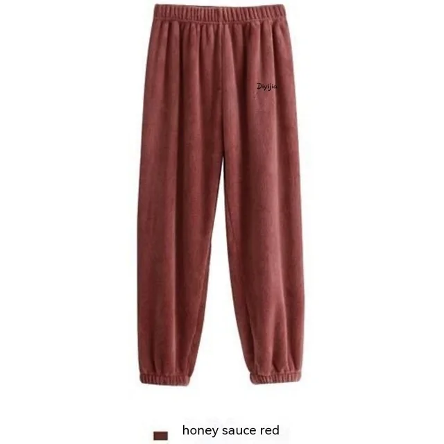 Thermal Coral Fleece Leisure Baggy Pajama Pants Purplish Red - Shop at LoveMi