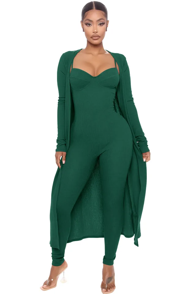 Women's Sling Jumpsuit Casual Loose Long Sleeve Jacket 2769 Green - Shop at LoveMi