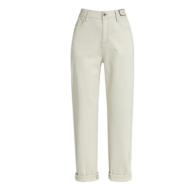 Women's Fashion Casual Loose High Waist Skinny Pants Beige - Shop at LoveMi