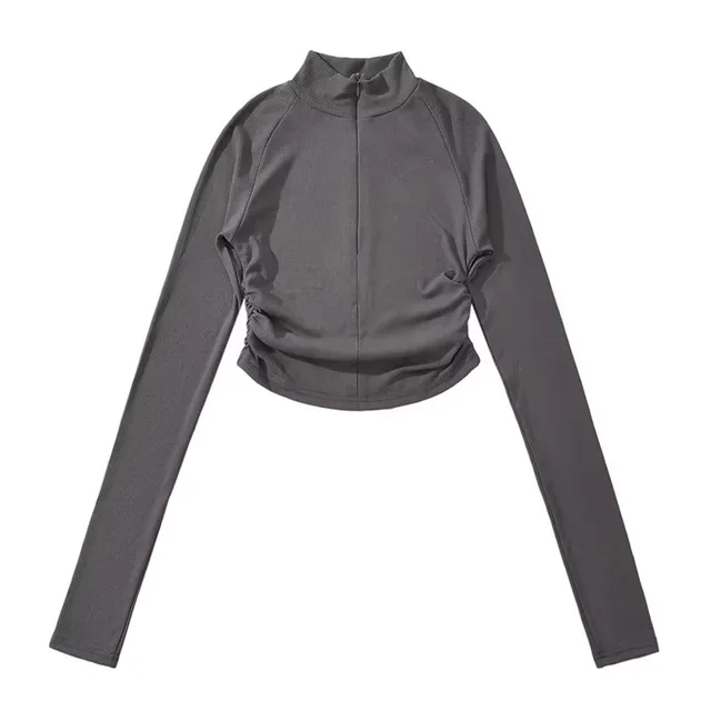 Half Turtleneck Design Bottoming Shirt Long Sleeve Top Dark Gray - Shop at LoveMi