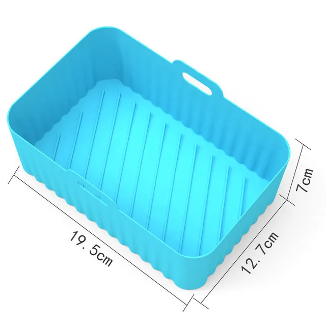 Air Fryer Silicone Pot With Handle Reusable Liner Heat Resistant Basket Rectangle Baking Accessories For Fryer Oven Microwave Blue - Shop at LoveMi