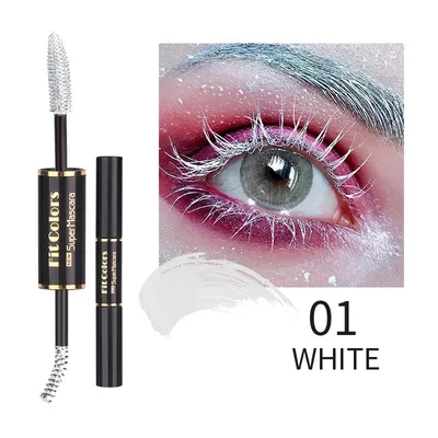 Double headed Color Mascara Thick Curl More Than Waterproof Not Smudge White Eyebrow Dyeing 01White - Shop at LoveMi