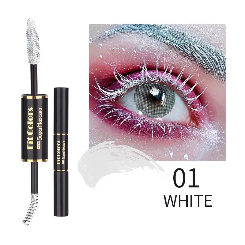 Double headed Color Mascara Thick Curl More Than Waterproof Not Smudge White Eyebrow Dyeing 01White - Shop at LoveMi