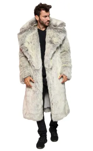 Fur Coat Men's Loose Casual Warmth - Ivory