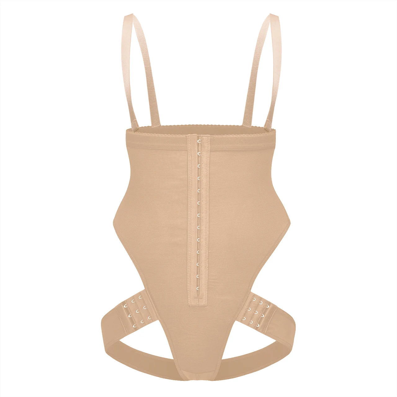 One-piece Corset Shoulder Strap High Waist Hip Raise Pants - Skin Color