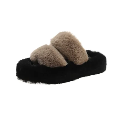 Thick Bottom Parallel Bars Plus Size Slippers Women's Fashion Khaki - Shop at LoveMi