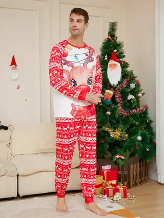 Christmas Parent-child Homewear Clothes - Red