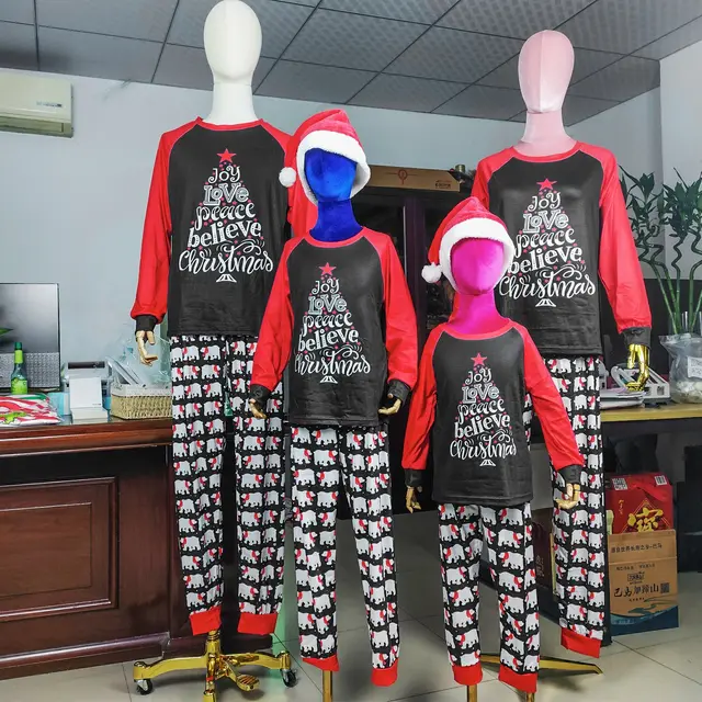 Christmas Parent child Suit Printed Homewear Black - Shop at LoveMi