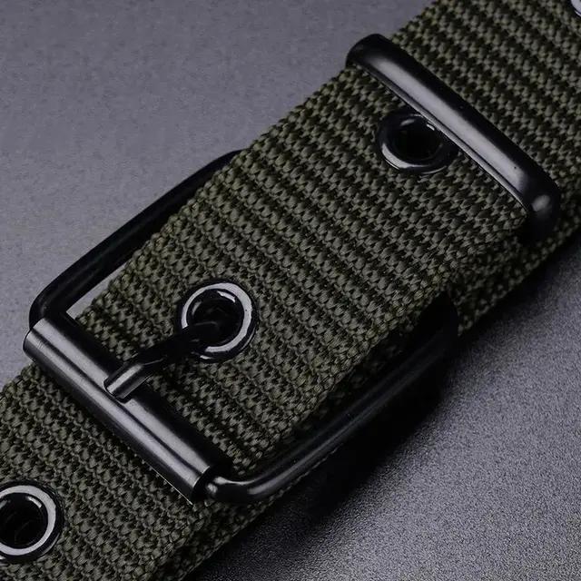 Porous Pin Buckle Canvas Belt Fashion All matching Army Green - Shop at LoveMi