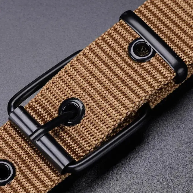 Porous Pin Buckle Canvas Belt Fashion All matching Gray Brown - Shop at LoveMi