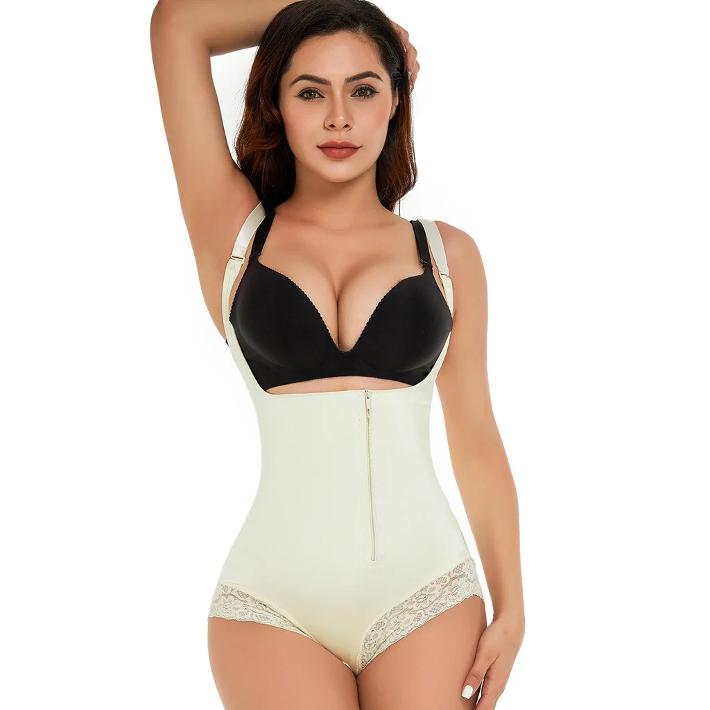 Latex Corset Women's Underwear Belly Contracting Jumpsuit - Skin Color