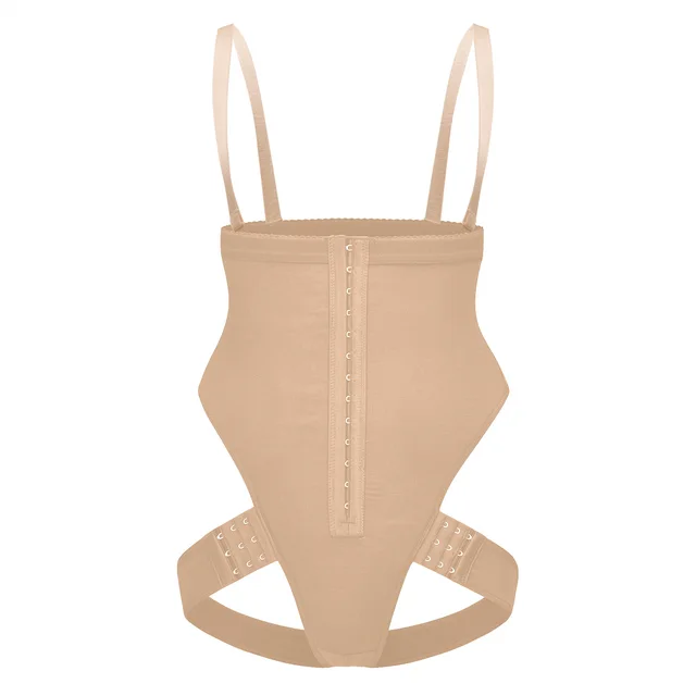 One piece Corset Shoulder Strap High Waist Hip Raise Pants Skin Color - Shop at LoveMi
