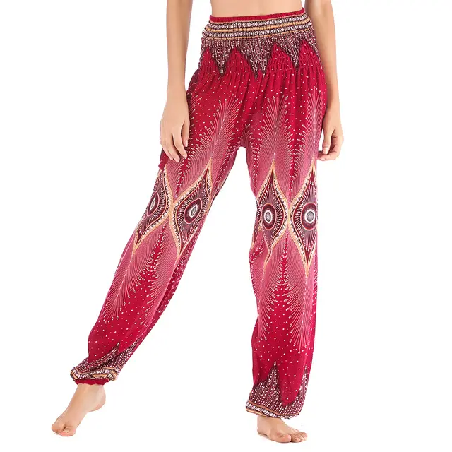 High Waist Bloomers Yoga Casual Pants Wine Red - Shop at LoveMi