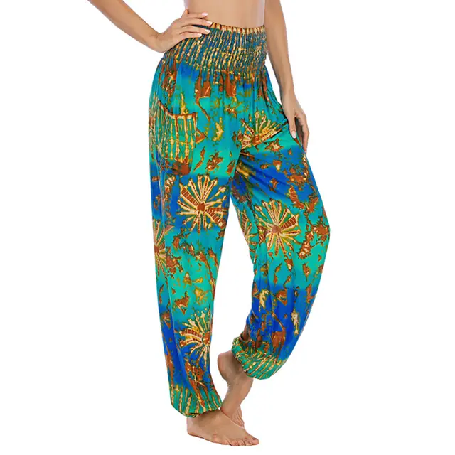 Bloomers Yoga Clothes Casual Trousers Blue And Green Gradient - Shop at LoveMi