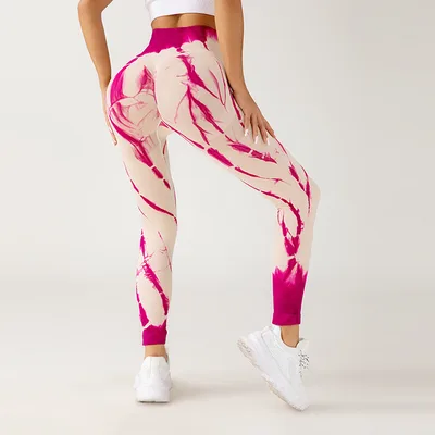 Seamless Tie dye Yoga Pants Fitness Running Workout Pants Red - Shop at LoveMi