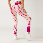 Seamless Tie-dye Yoga Pants Fitness Running Workout Pants - Red