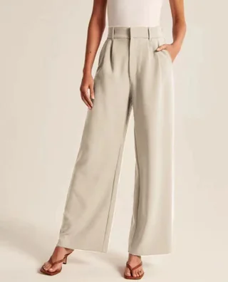 Women's Solid Color Casual Suit Pants With Real Pockets - Apricot
