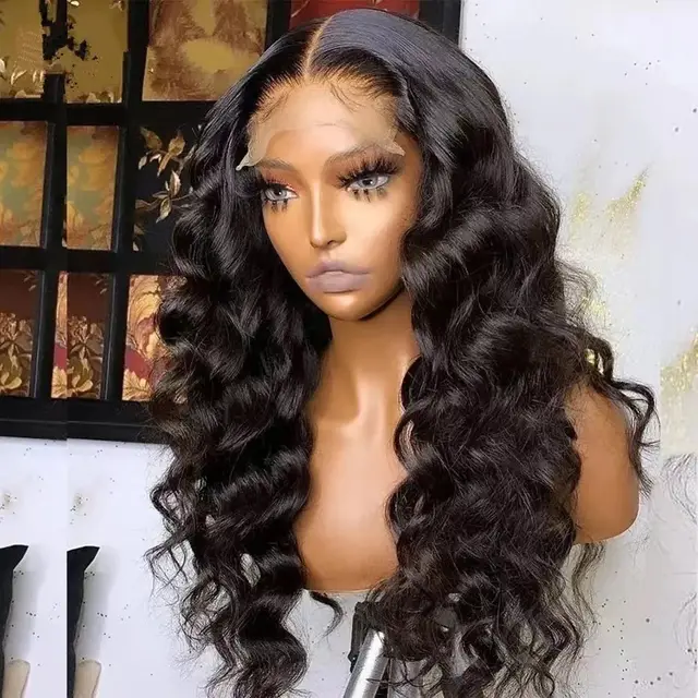 Front Lace Wig Red Long Curly Hair Big Wave Black - Shop at LoveMi