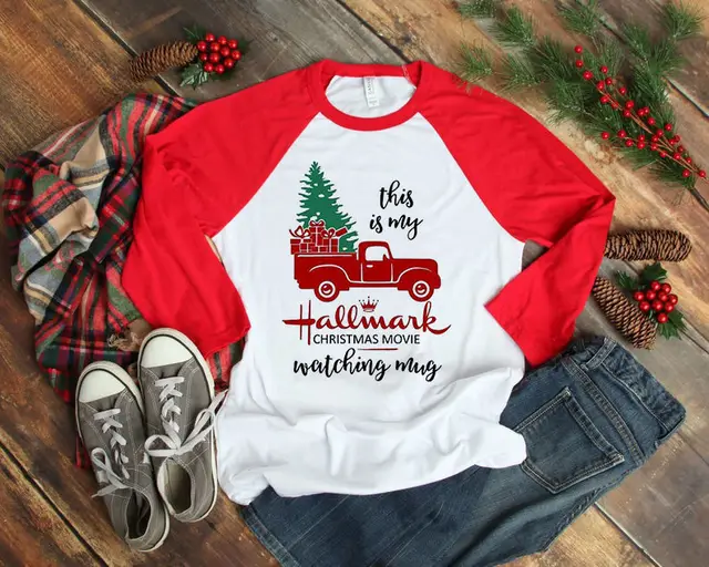 Christmas Clothing Women's Printed Wear T shirt Red Sleeves 3 - Shop at LoveMi
