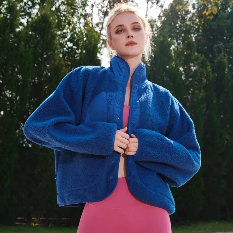 Women's Pink Polar Fleece Sports And Leisure Sweater Jacket Top Limited Blue - Shop at LoveMi