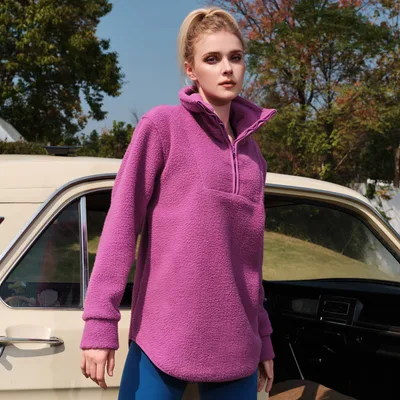 Sweater Polar Fleece Women's Home Wear Thickened Cashmere Outer Wear Sports Jacket Misty Rose Purple - Shop at LoveMi