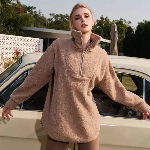 Sweater Polar Fleece Women's Home Wear Thickened Cashmere Outer Wear Sports Jacket Oat Cocoa - Shop at LoveMi