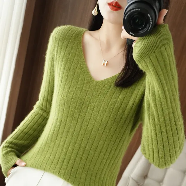 Women's Sweater All matching Pullover Bottoming Shirt Top Lemon Green - Shop at LoveMi